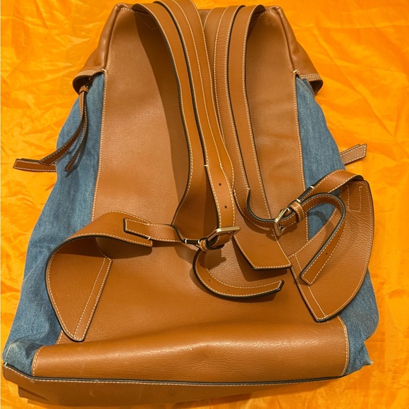 Loewe Tan Leather and Denim Backpack - Picture 15 of 16